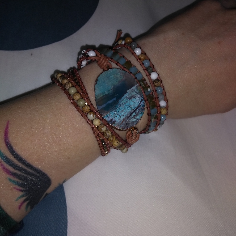 Jasper beaded wrap bracelet